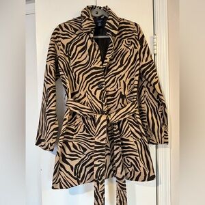 Chaps Zebra Print Jacket - Black and Tan
